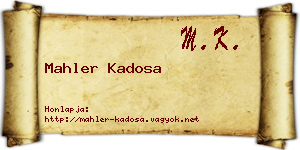 Mahler Kadosa névjegykártya